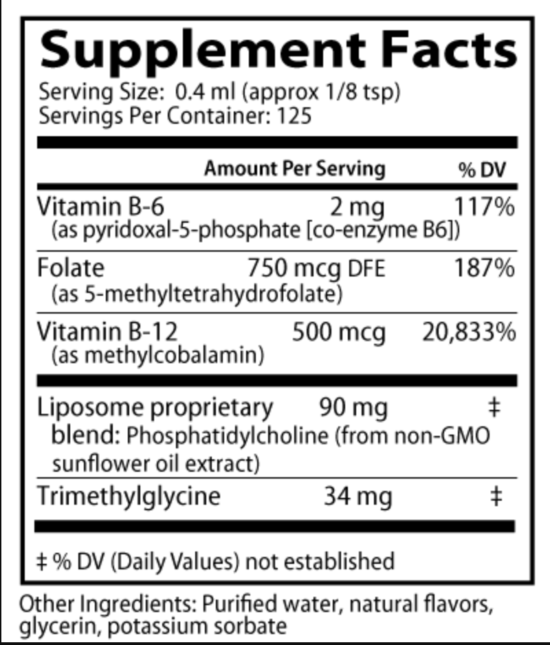 Liposomal Methyl B 50ML label