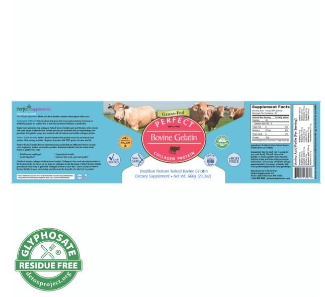 Perfect Bovine Gelatin - Collagen Protein Sourced Exclusively From Brazilian Pasture Raised (Grass Fed) Cows