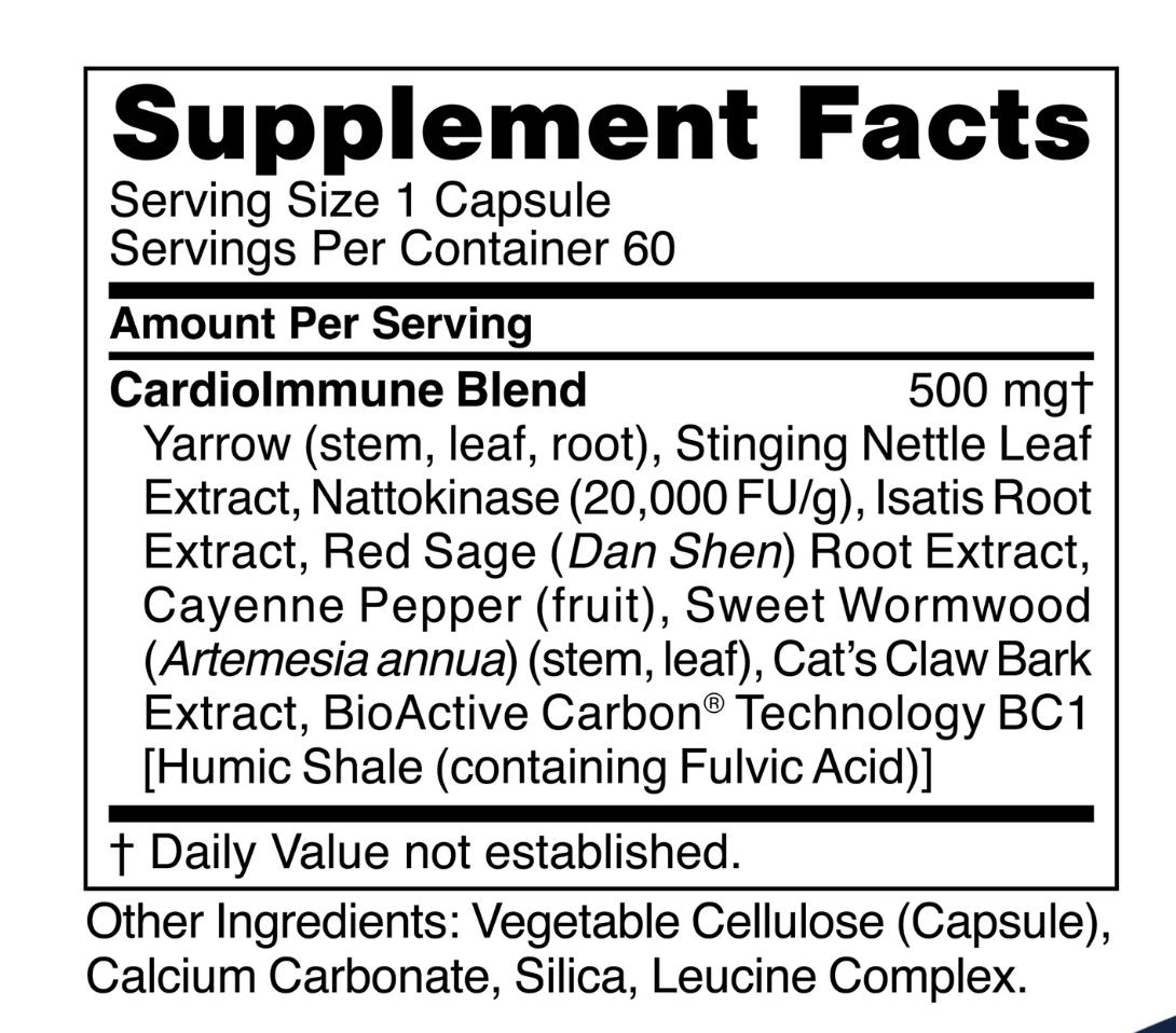 Cellcore Cardio Immune Product Label