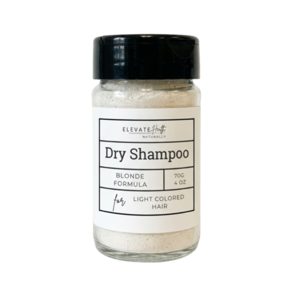 Dry Shampoo Blonde in a 4oz glass shaker top jar