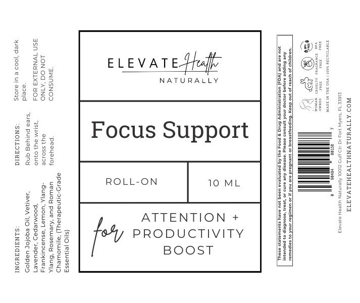 Focus Support 10ML Roller Bottle product label