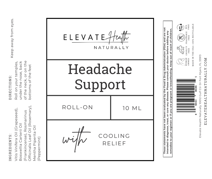 Headache Support Roll On 10ML Roller Bottle Label