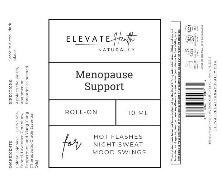 Menopause Support 10ML Roller Bottle product label