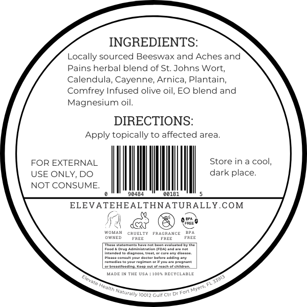 Pain Salve 2oz Tin Circle Product Label