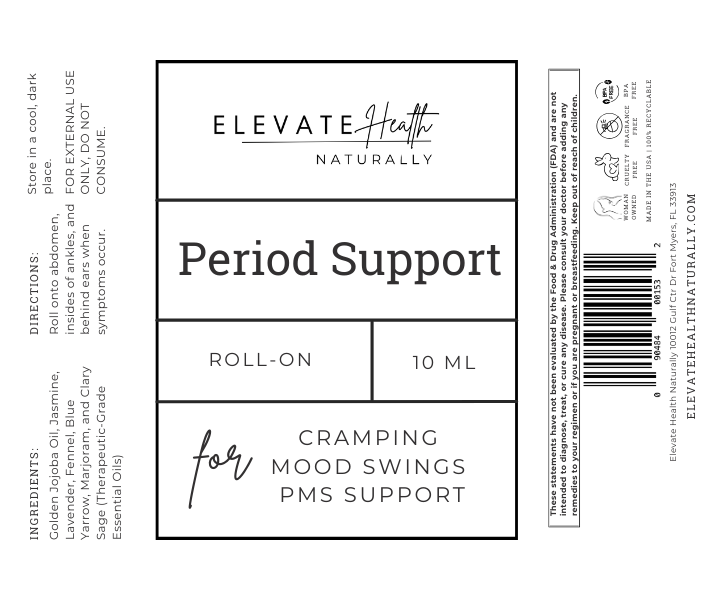 Period Support 10ML Roller Bottle product label