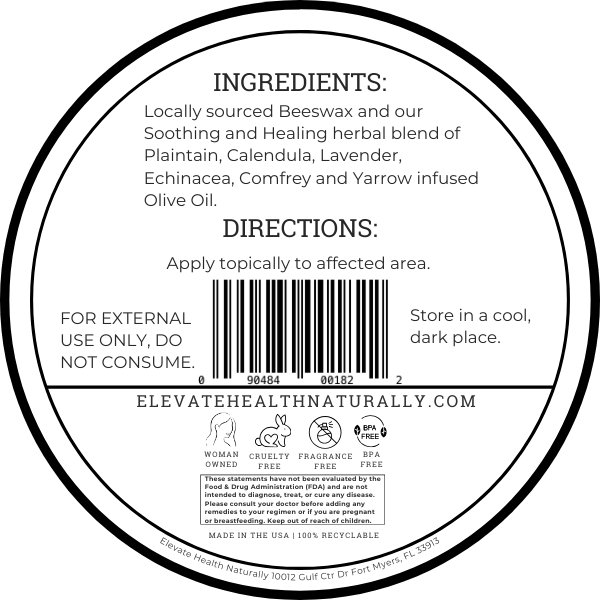 Skin Soothe Salve 2oz Tin Circle Product Label