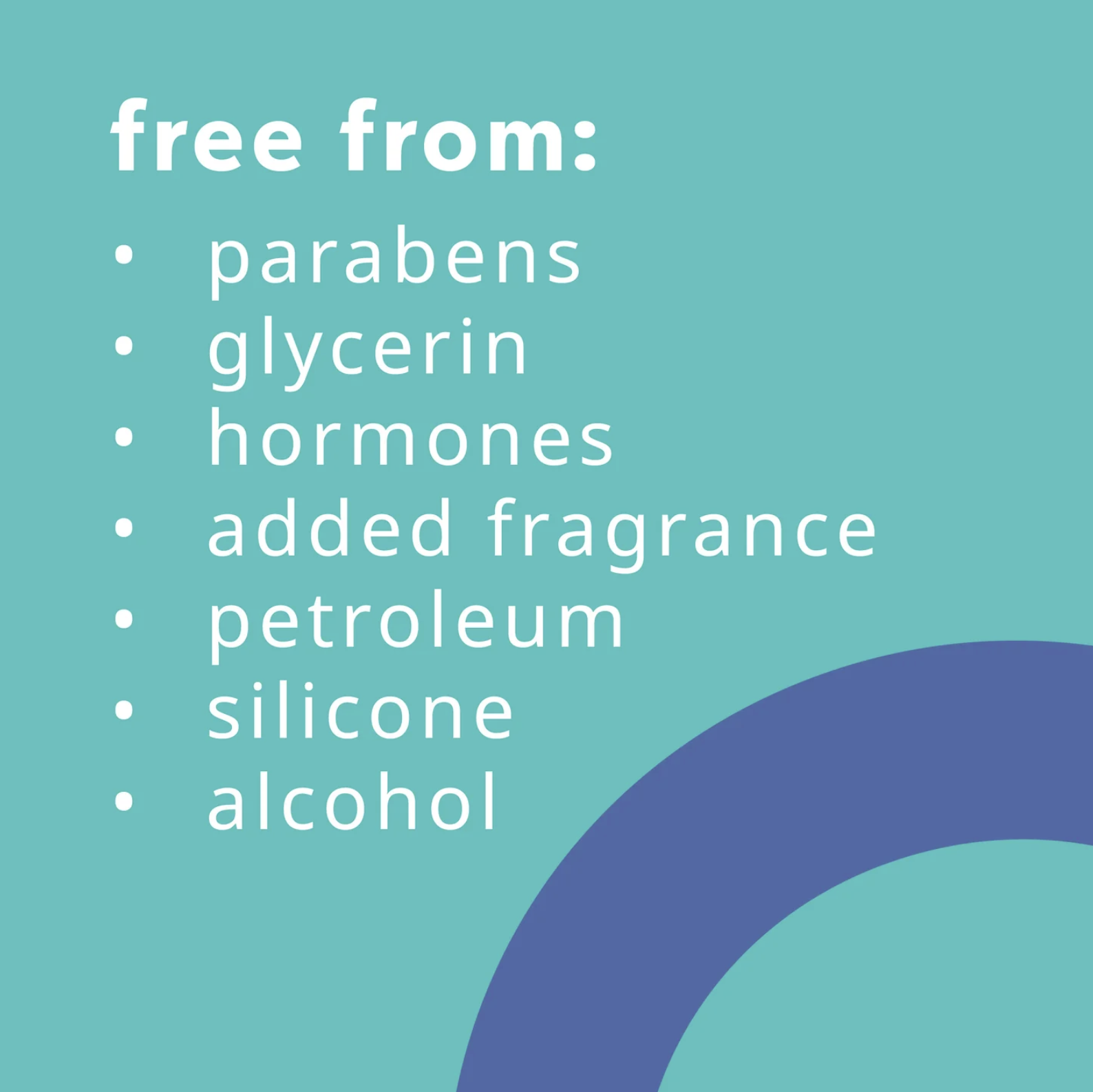 a graphic explaining that plusOne Aloe Glide Personal is free from chemicals
