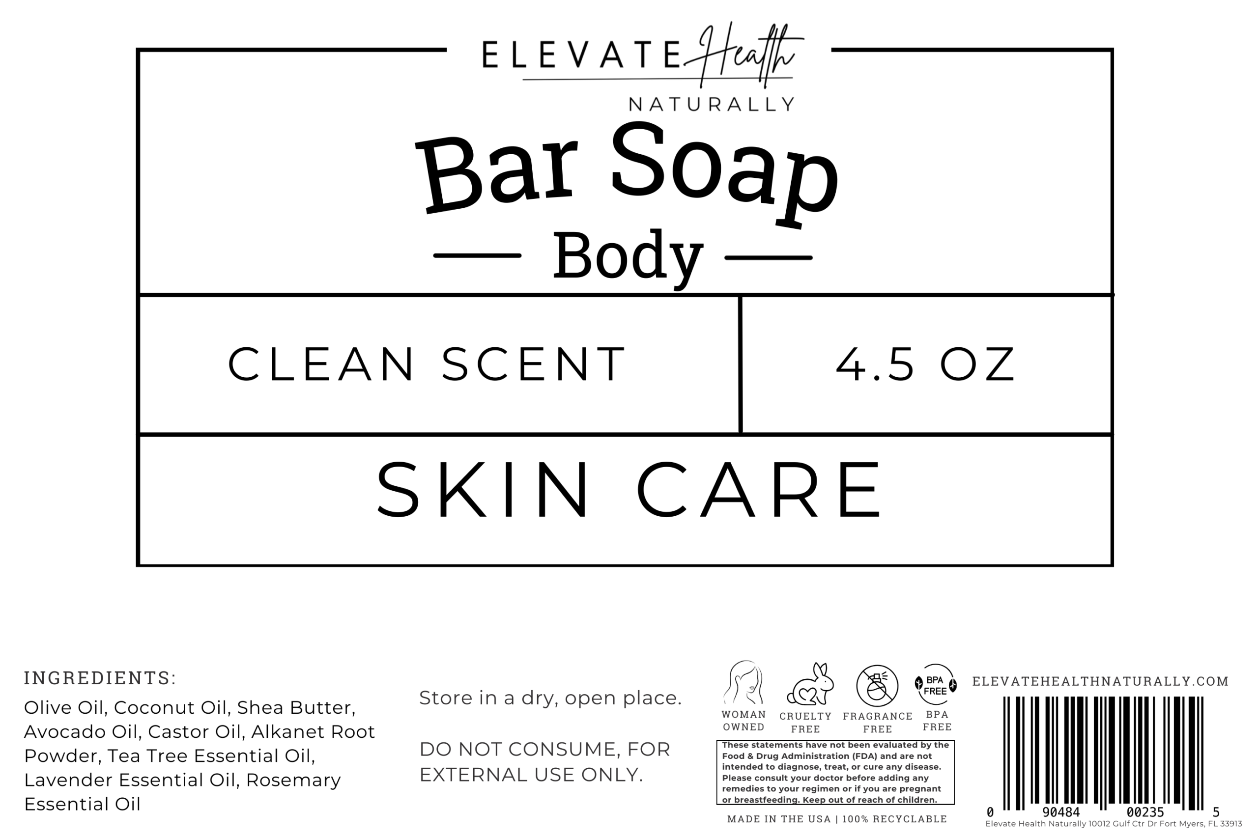 Bar Soap (Clean) product label