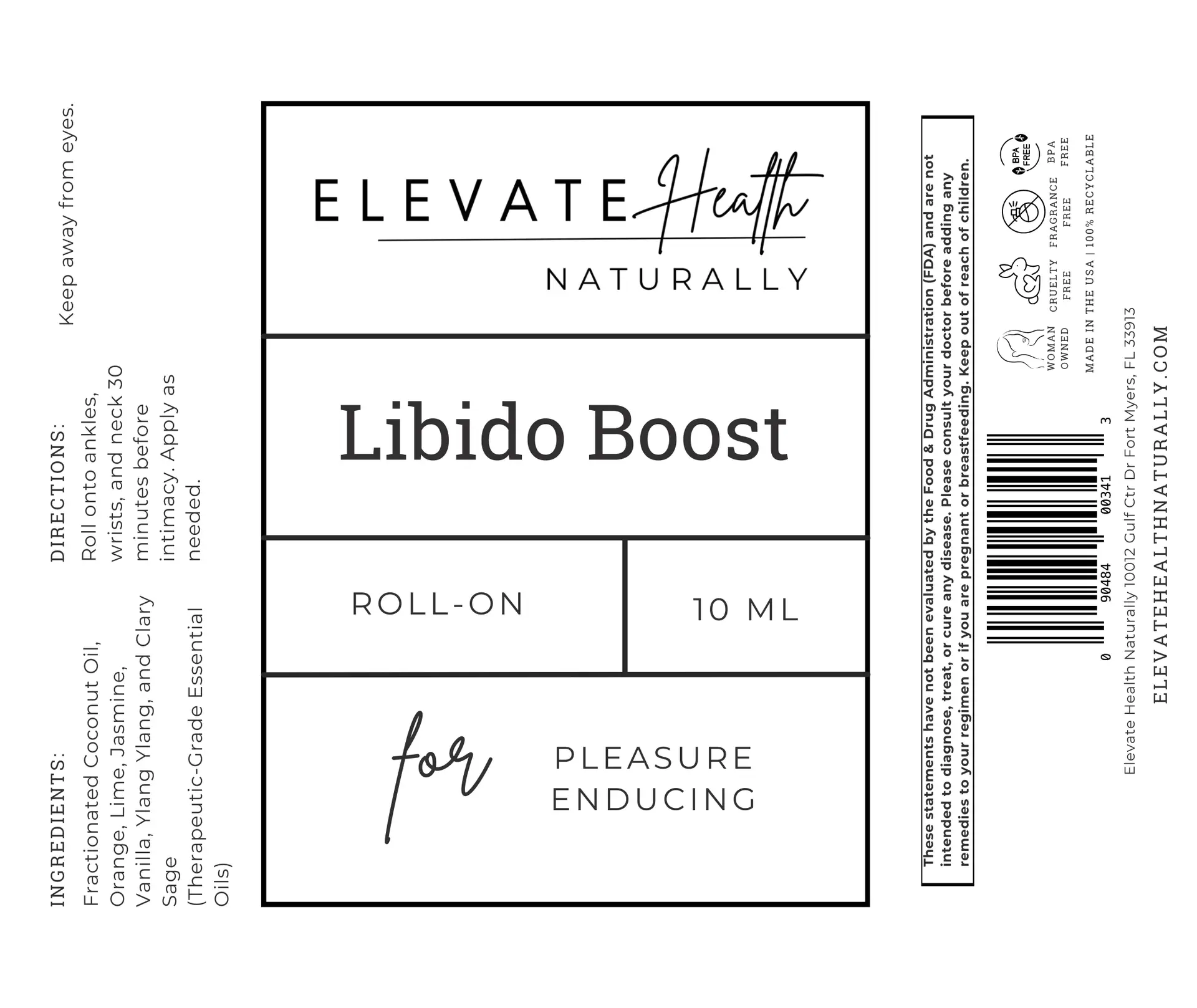 libido boost roll on product label