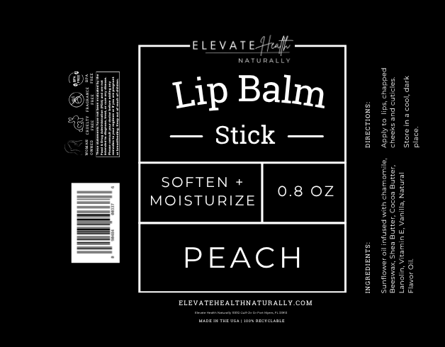 Lip Balm Peach product label