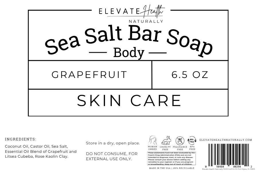 Sea Salt Bar Soap (Grapefruit) product label