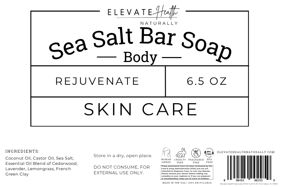 Sea Salt Bar Soap (Rejuvenate) product label