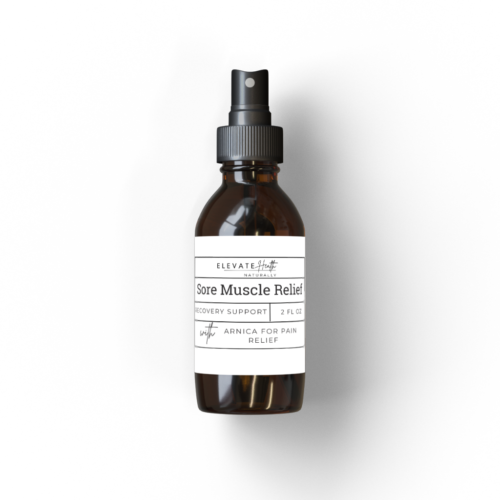 Sore Muscle Relief product showing label and spray top