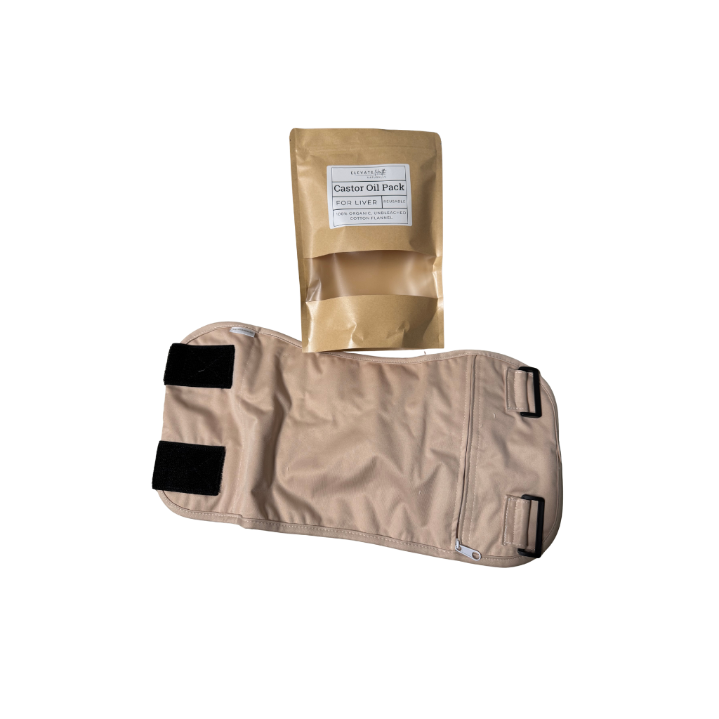 castor oil liver pack with large paper pouch packaging