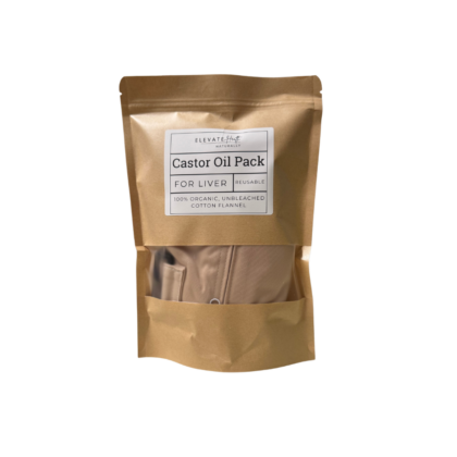 castor oil pack for liver in large paper pouch