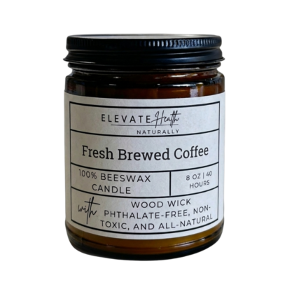 fresh brewed coffee beeswax candle in a 8oz glass jar with screw top lid
