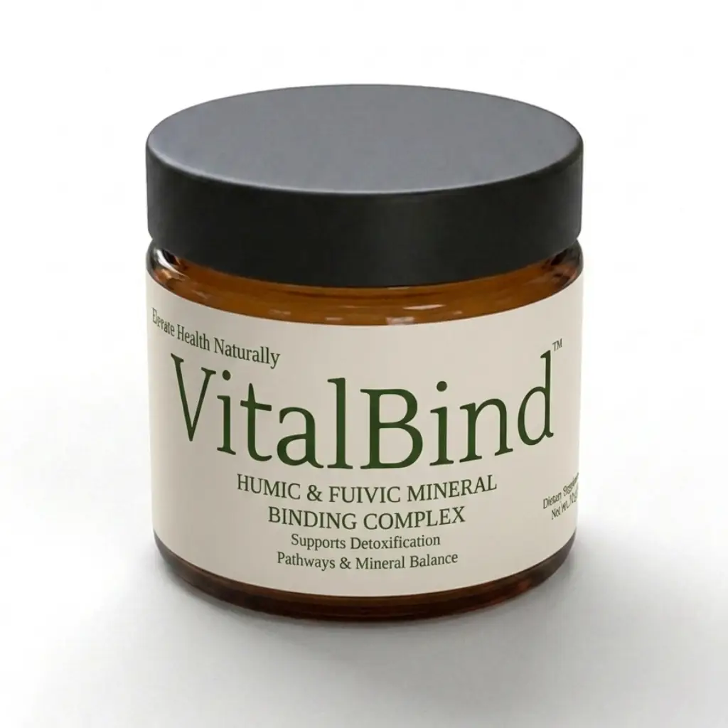 Vital Bind 32g in a 2oz amber glass jar showing the product label