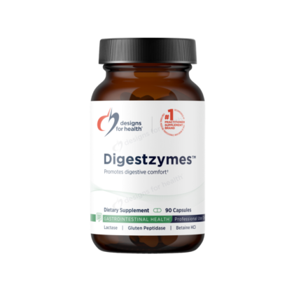 Digestzymes in an amber glass jar showing product label