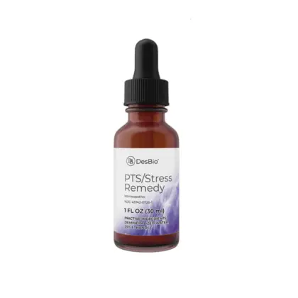PTSStress Remedy DesBio in a 1 oz. amber glass dropper bottle