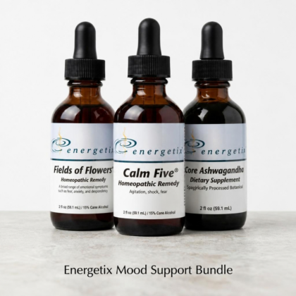 Showing the three dropper bottles included in the bundle and product labels